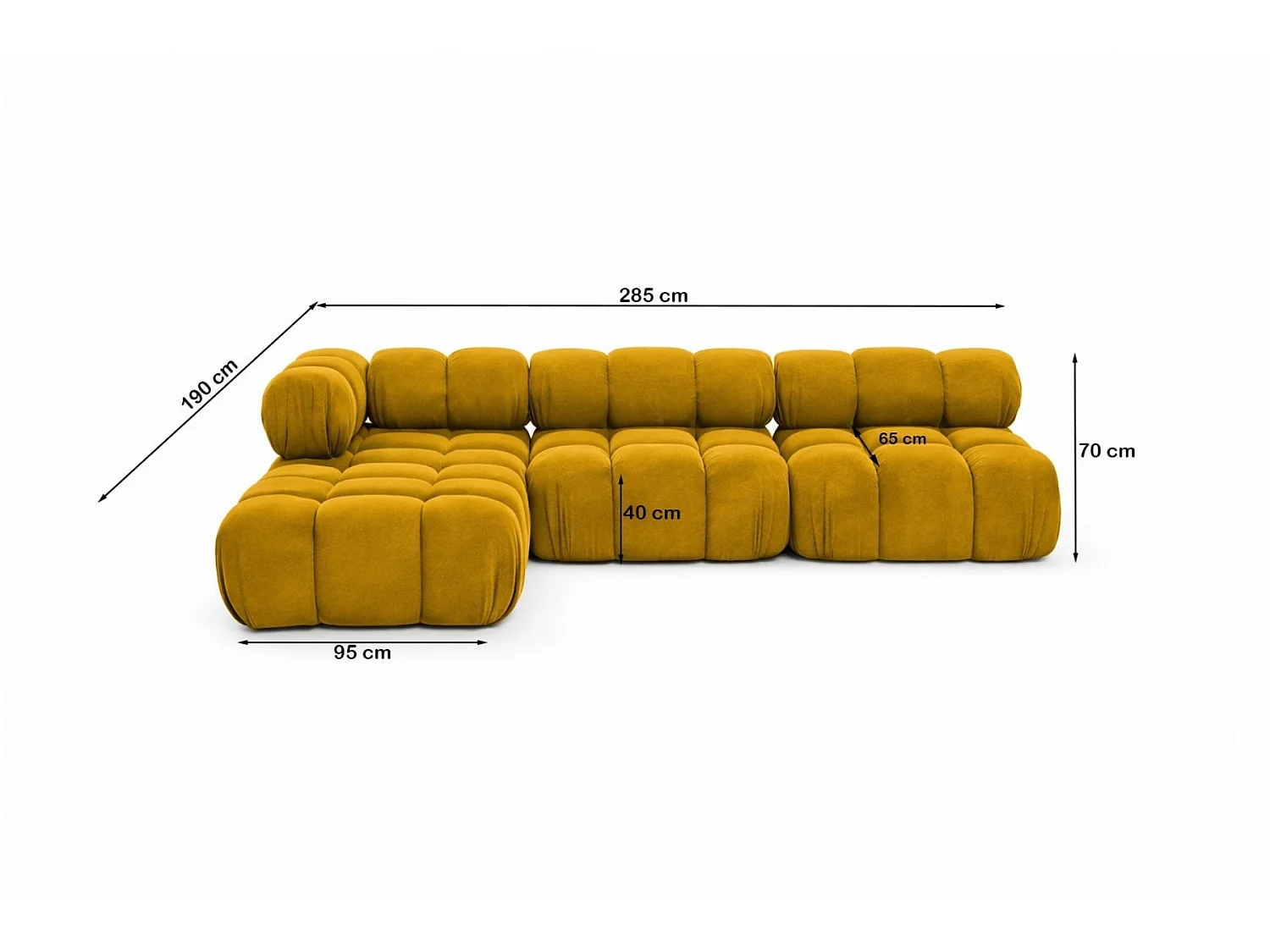 Ecksofa Modulare L-Form, Veloursstoff Salvador, Gelb, Links, Selia