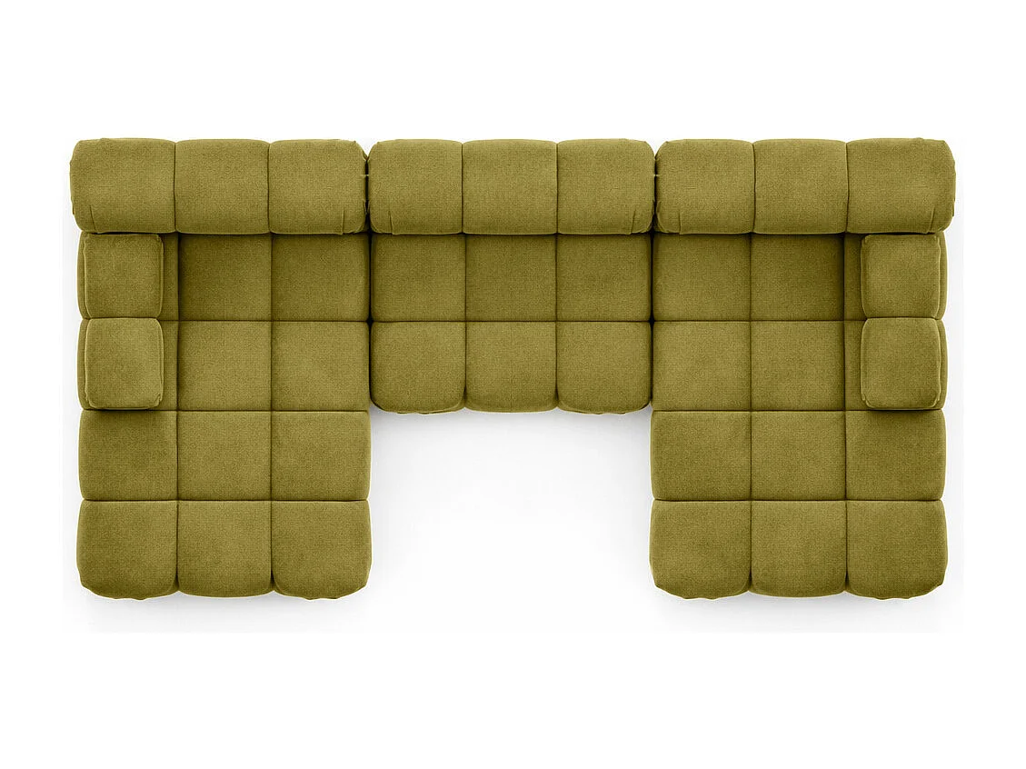 Divano angolare a U, tessuto velluto Salvador, Oliva, Selia U