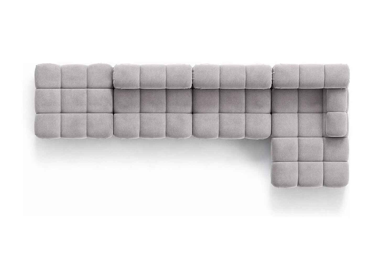 Hoekbank L-vorm XL, stof velours Salvador, Grijs, Rechts, Selia L XL