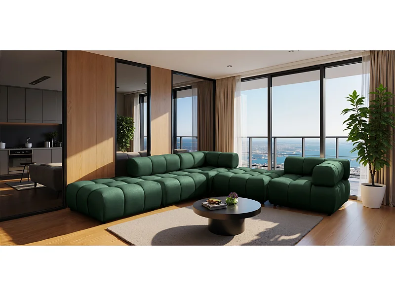 Modulaire hoekbank, Veloursstof Bluvel, Groen, Links, Bolla