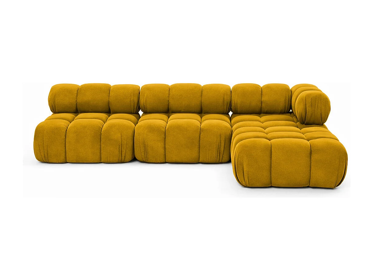 Ecksofa Modulare L-Form, Veloursstoff Salvador, Gelb, Rechts, Selia