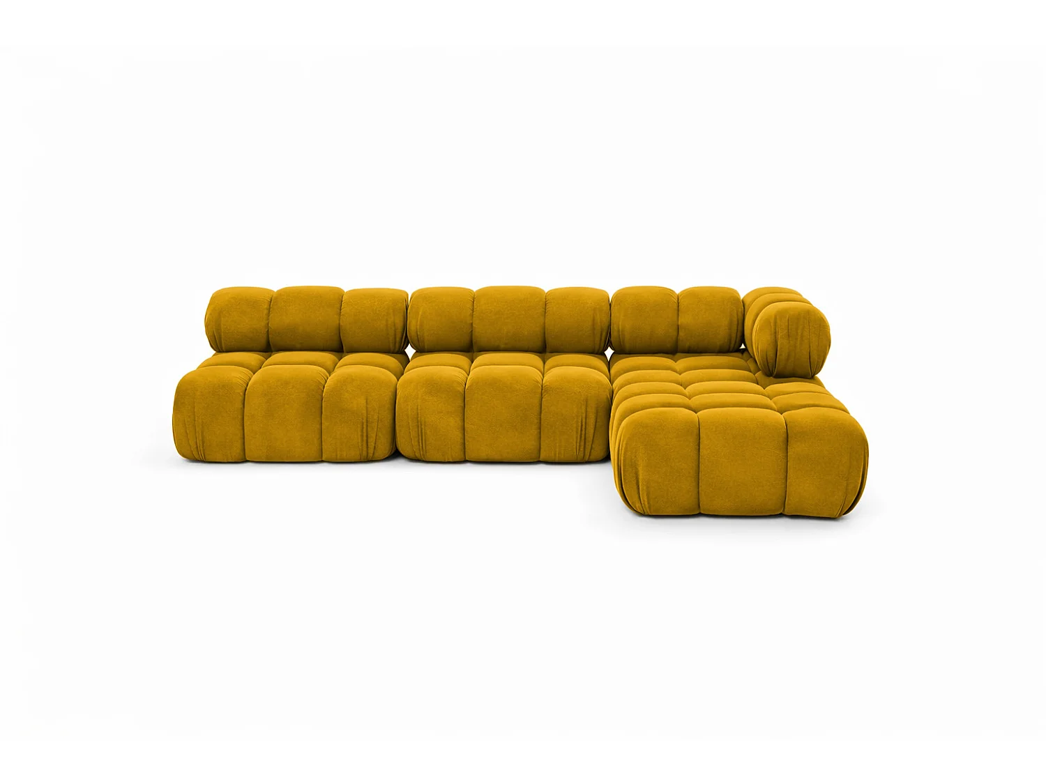 Canapé d’angle modulaire en L, tissu velours Salvador, Jaune, Droite, Selia