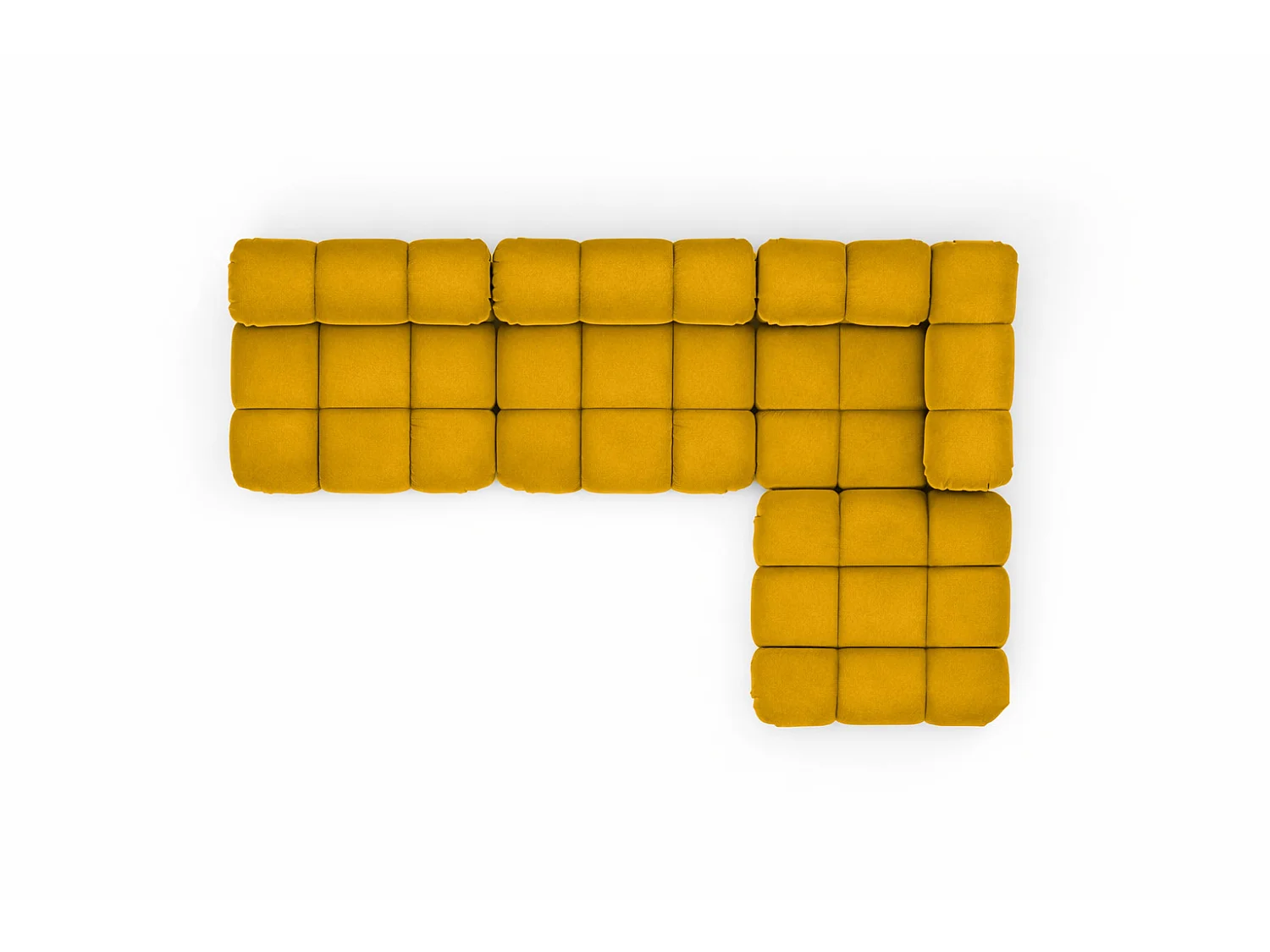 Canapé d’angle modulaire en L, tissu velours Salvador, Jaune, Droite, Selia