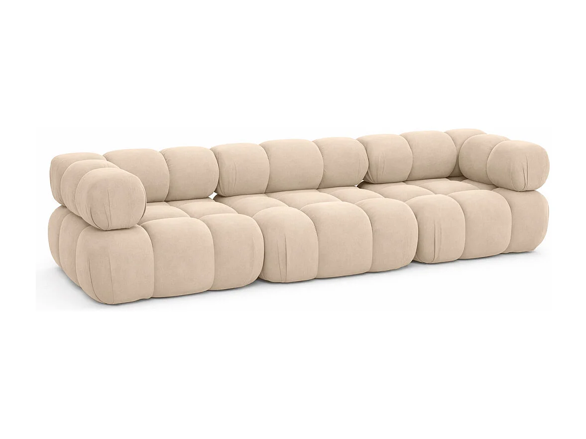 Bank, 3-zits modulair, veloursstof Salvador, beige, Selia