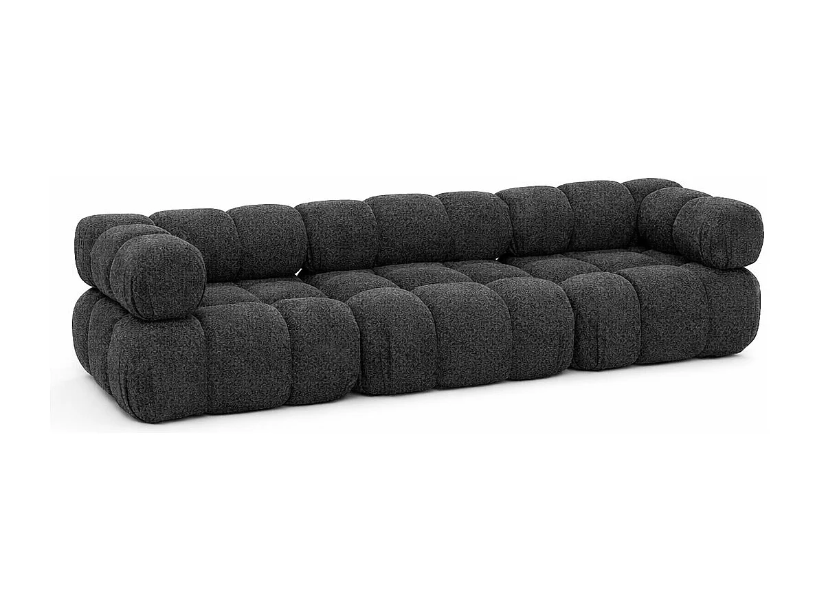 Sofa modułowa trzyosobowa, tkanina bukla Abriamo, Grafitowy, Selia