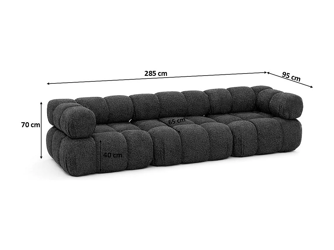 Sofa modułowa trzyosobowa, tkanina bukla Abriamo, Grafitowy, Selia