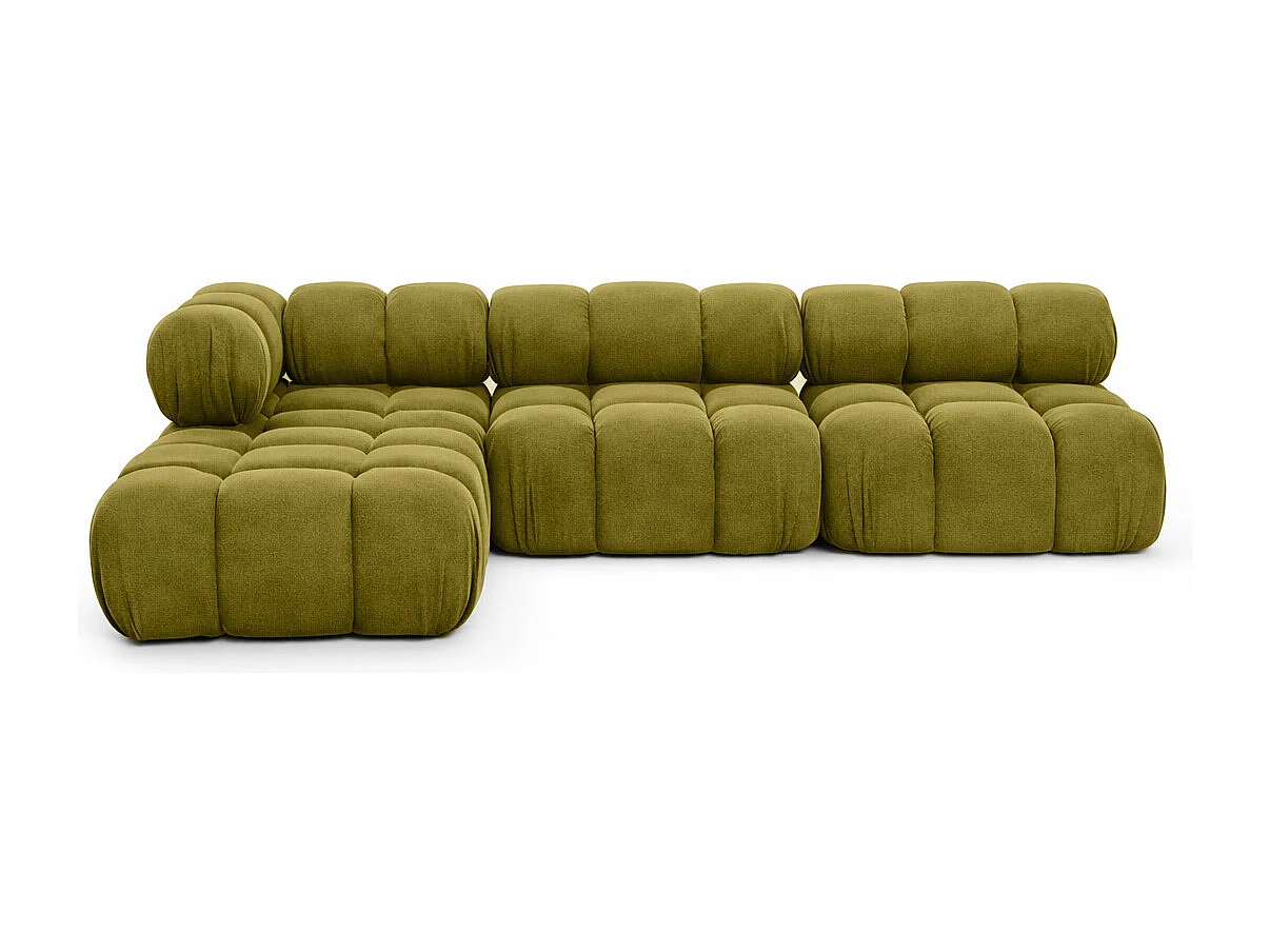 Ecksofa Modulare L-Form, Veloursstoff Salvador, Olive, Links, Selia
