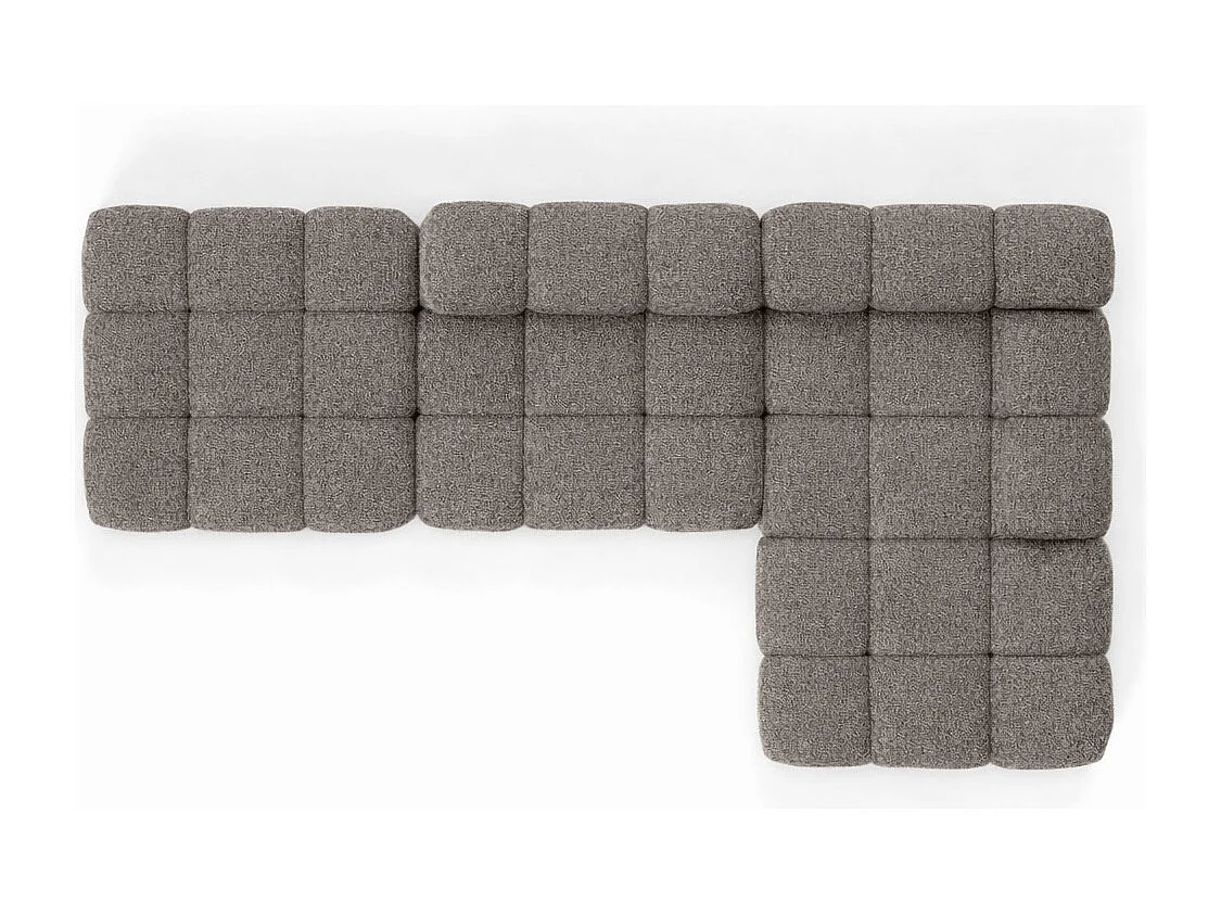 Ecksofa modular mit Hocker, Sofa L-Form, Bouclé-Stoff Abriamo, Braun, Rechts, Selia