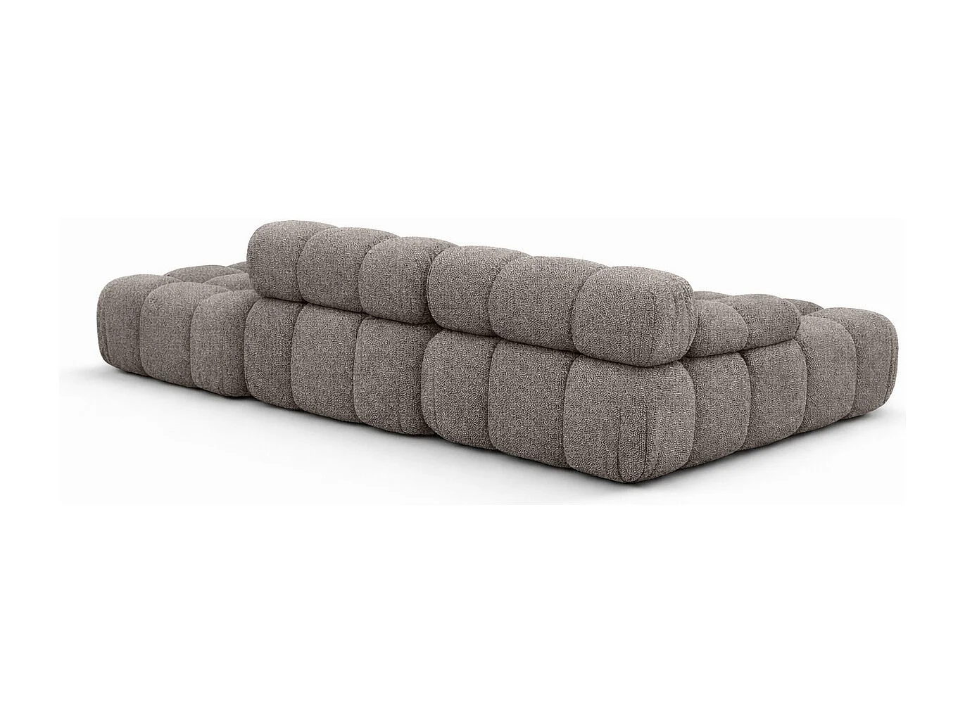 Ecksofa modular mit Hocker, Sofa L-Form, Bouclé-Stoff Abriamo, Braun, Rechts, Selia