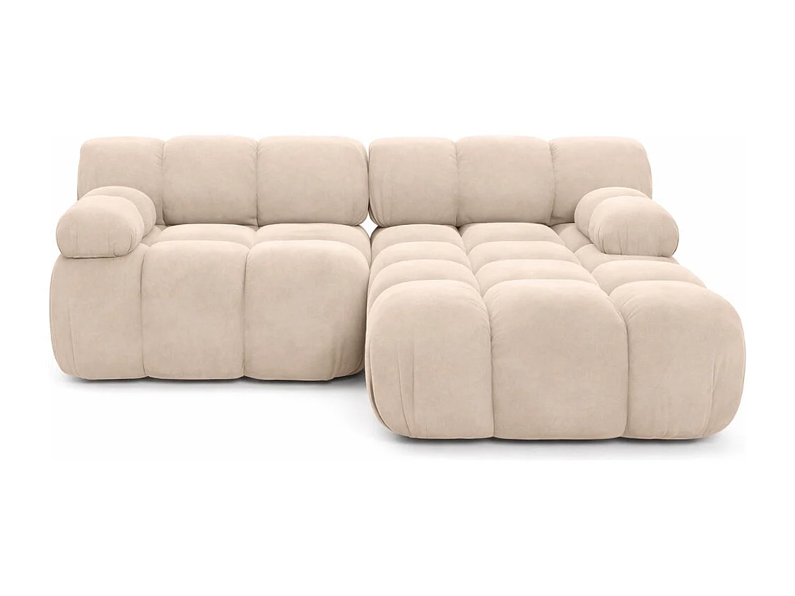 Divano angolare modulare a L Mini, velluto Salvador, Beige, Destro, Selia