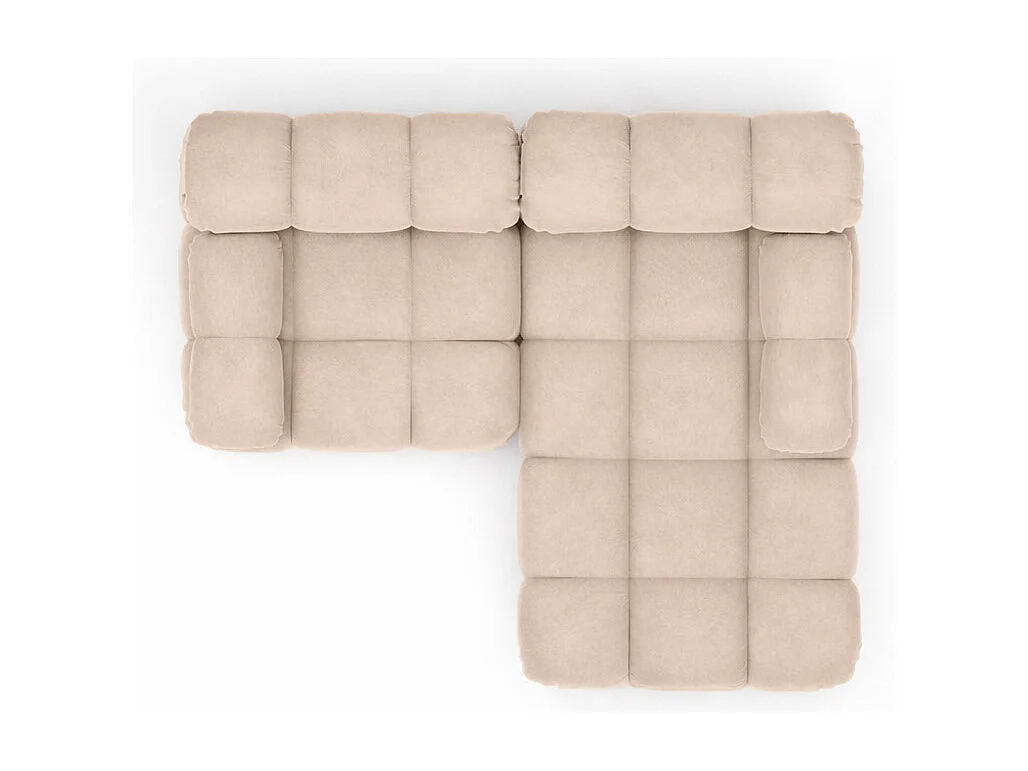 Divano angolare modulare a L Mini, velluto Salvador, Beige, Destro, Selia