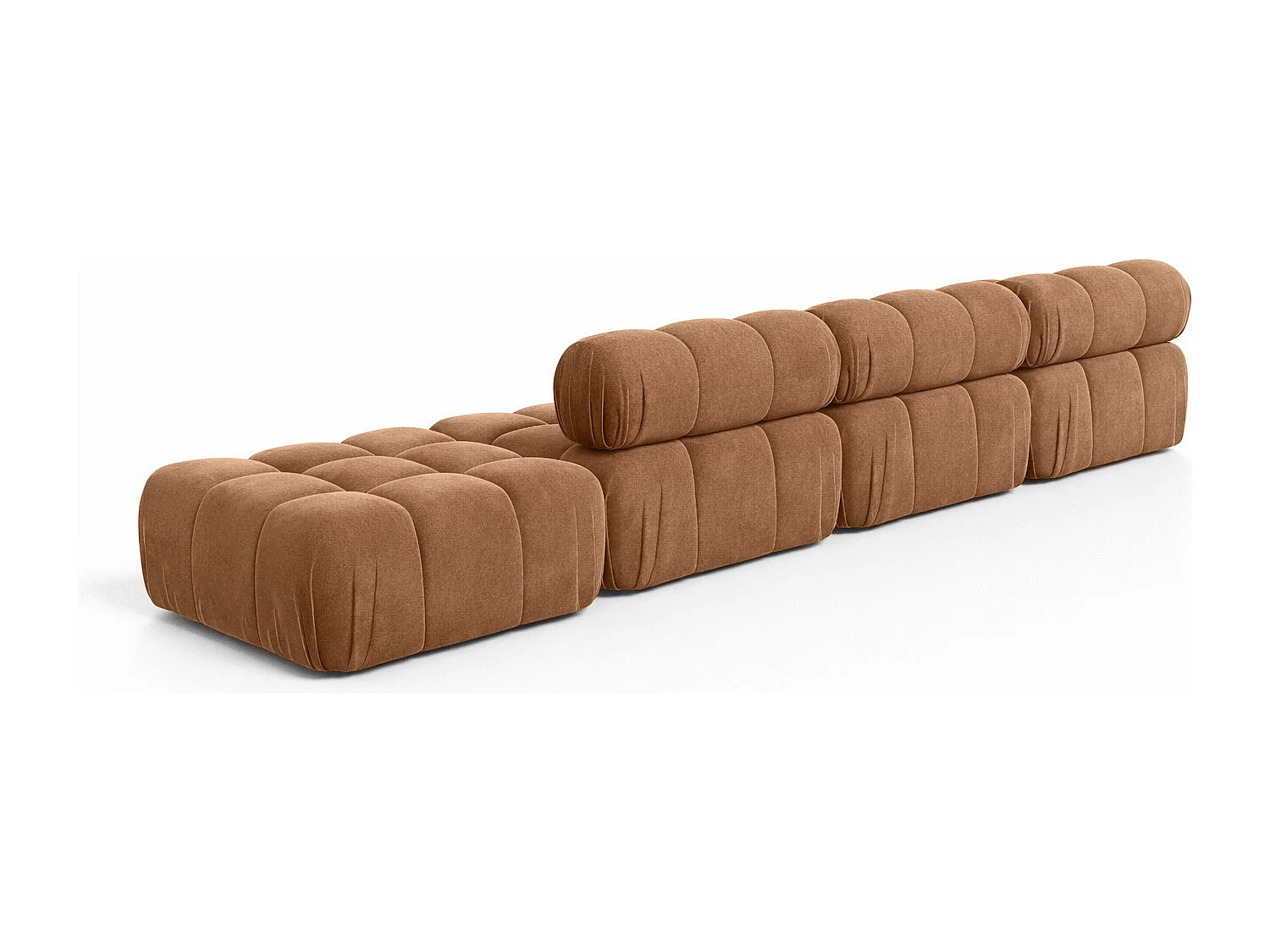 Hoekbank L-vorm XL, stof velours Salvador, Donkerbeige, Links, Selia L XL