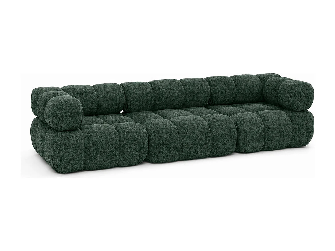 Sofa modułowa trzyosobowa, tkanina bukla Abriamo, Ciemnozielony, Selia