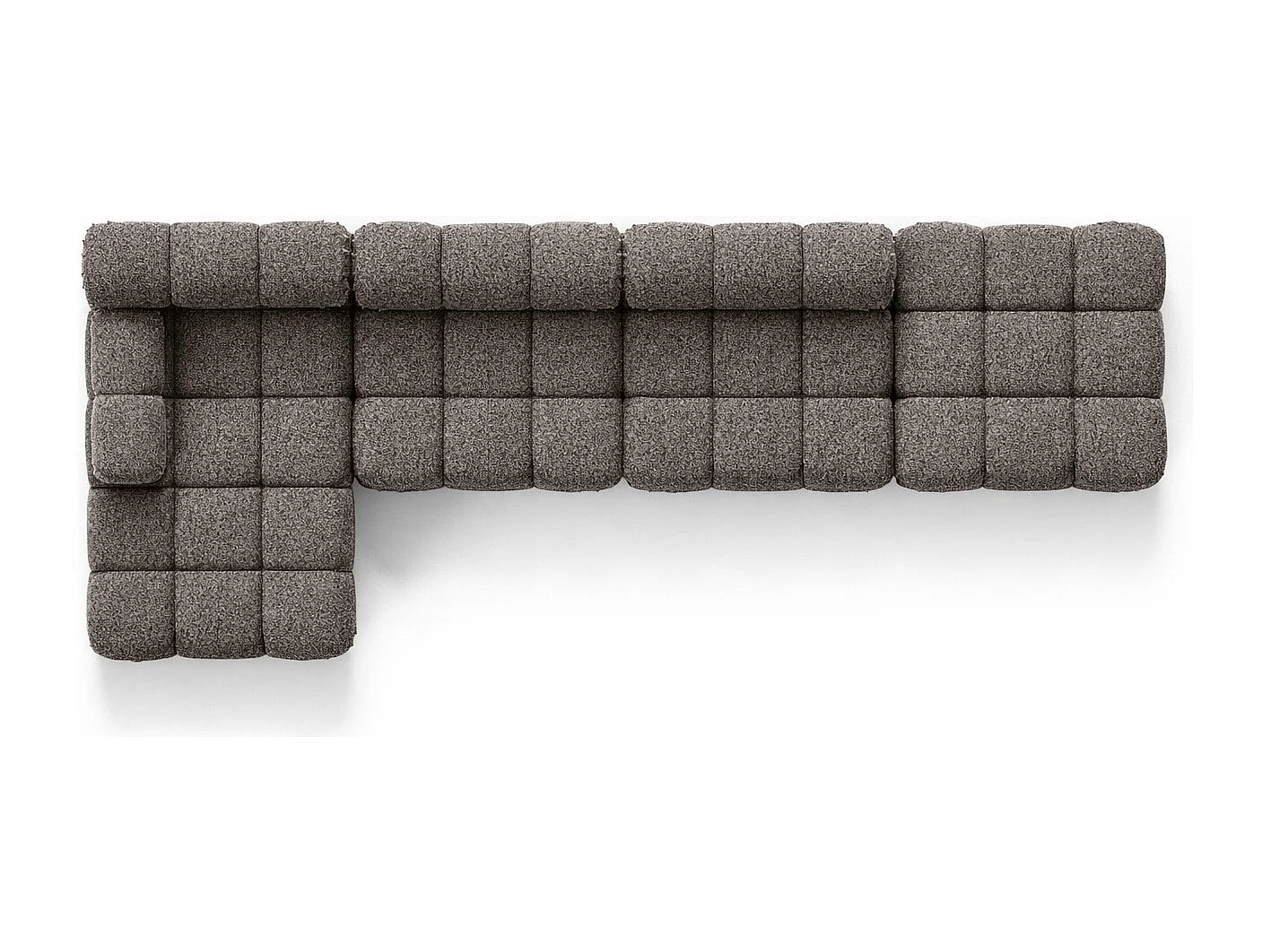 Narożnik modułowy w kształcie L, tkanina bukla Abriamo, Brązowy, Lewy, Selia L XL