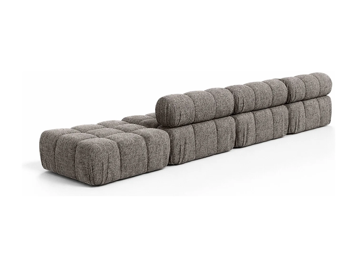 Narożnik modułowy w kształcie L, tkanina bukla Abriamo, Brązowy, Lewy, Selia L XL