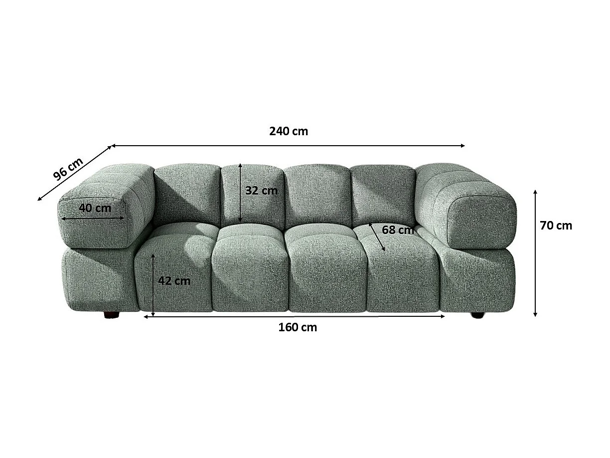 Bank 3-zits, Chenille stof Puente, Mint, Averro