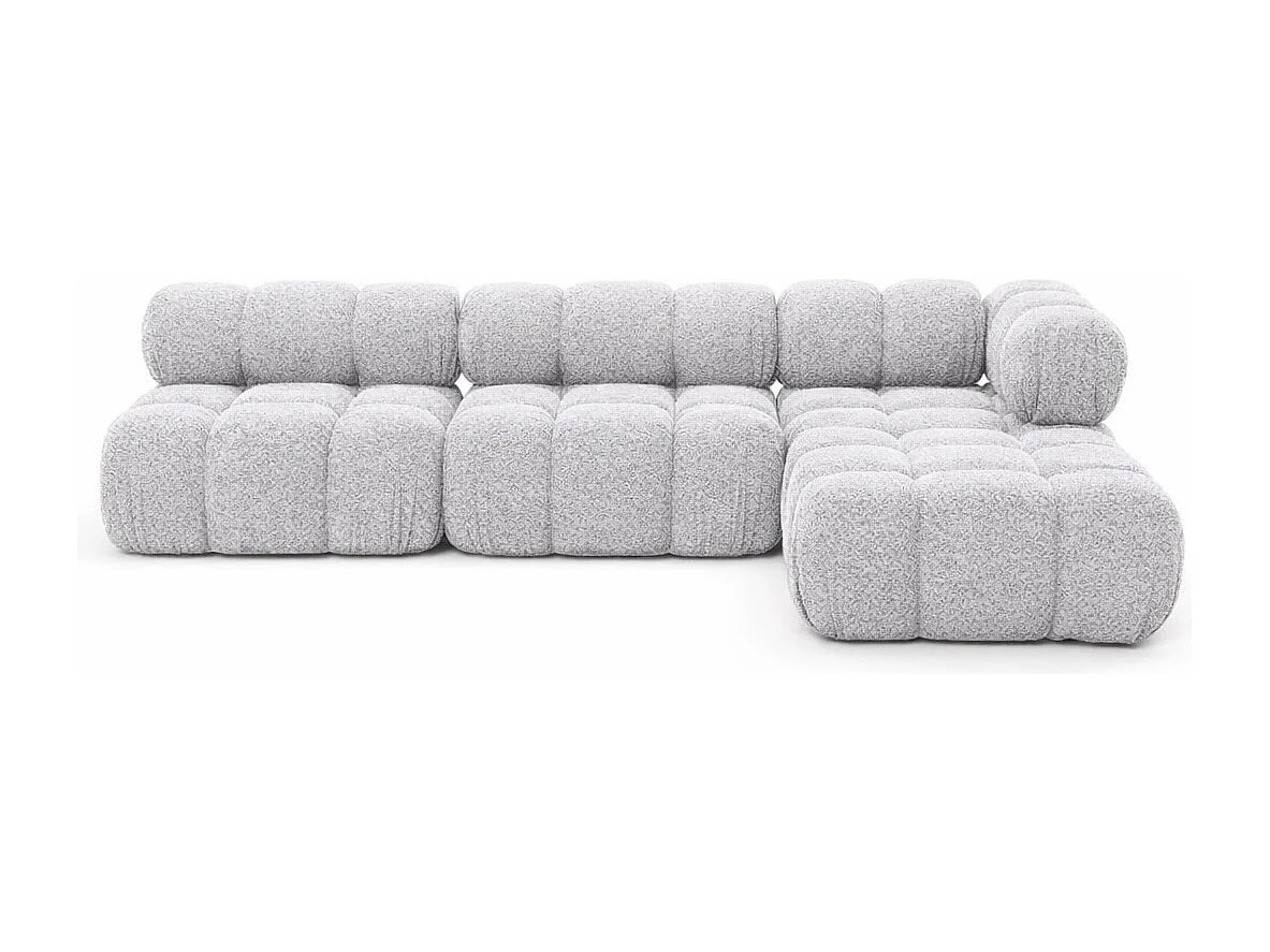 Ecksofa Modulare L-Form, Bouclé-Stoff Abriamo, Hellgrau, Rechts, Selia