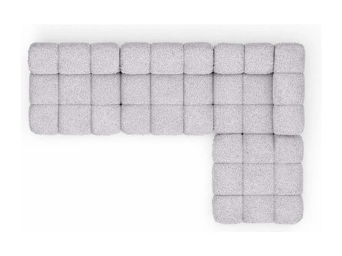Ecksofa Modulare L-Form, Bouclé-Stoff Abriamo, Hellgrau, Rechts, Selia