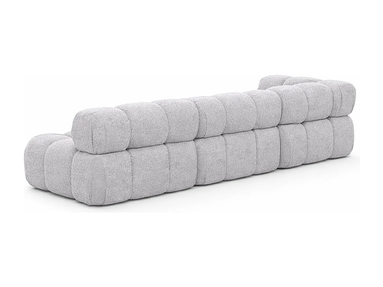 Ecksofa Modulare L-Form, Bouclé-Stoff Abriamo, Hellgrau, Rechts, Selia