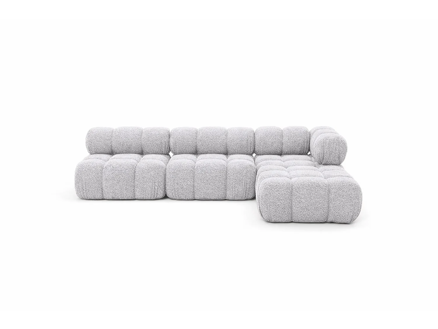 Canapé d’angle modulaire en L, tissu bouclé Abriamo, Gris clair, Droite, Selia