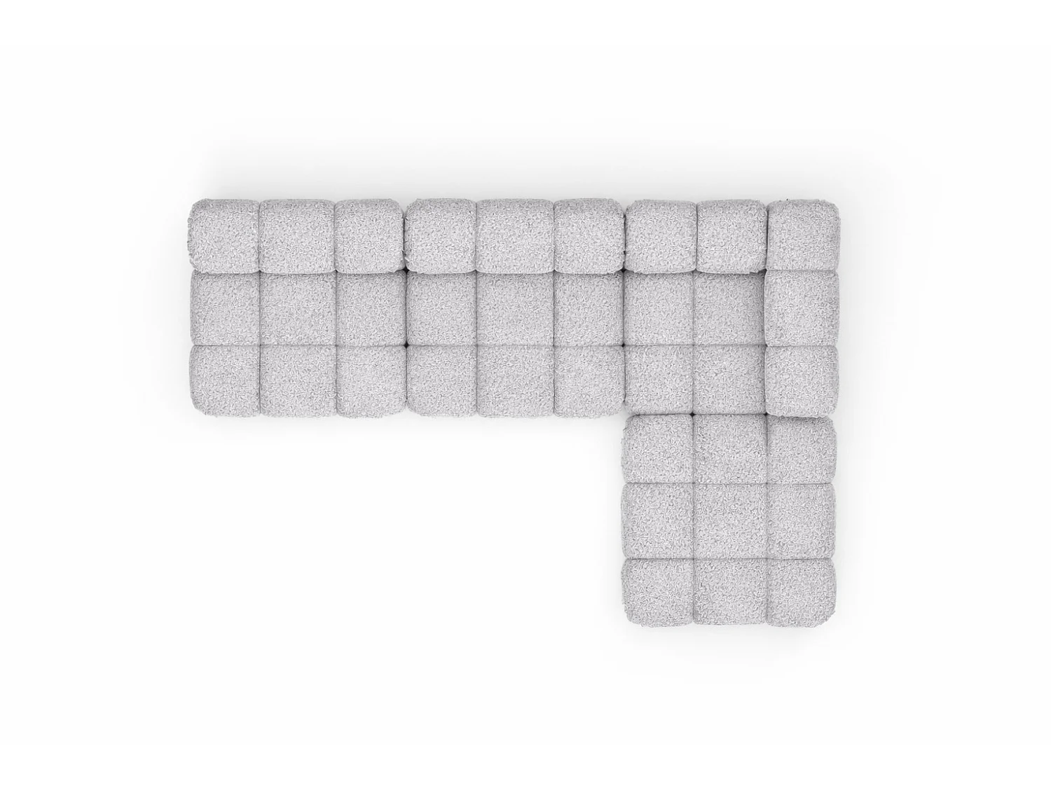 Canapé d’angle modulaire en L, tissu bouclé Abriamo, Gris clair, Droite, Selia