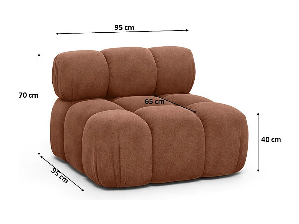 Modulo centrale autoportante moderno per sistema modulare, tessuto Salvador, Marrone scuro, Selia