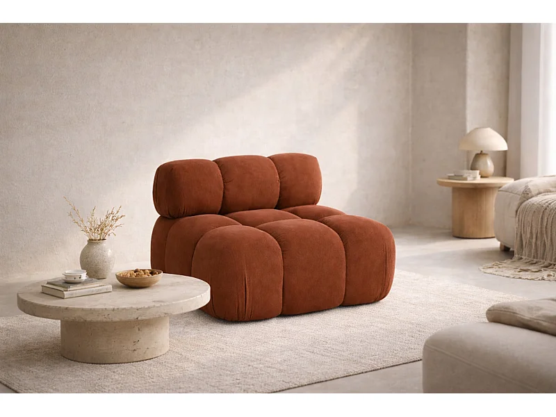 Modul mittig freistehend modern für ein modulares System, Stoff Salvador, Dunkelbraun, Selia