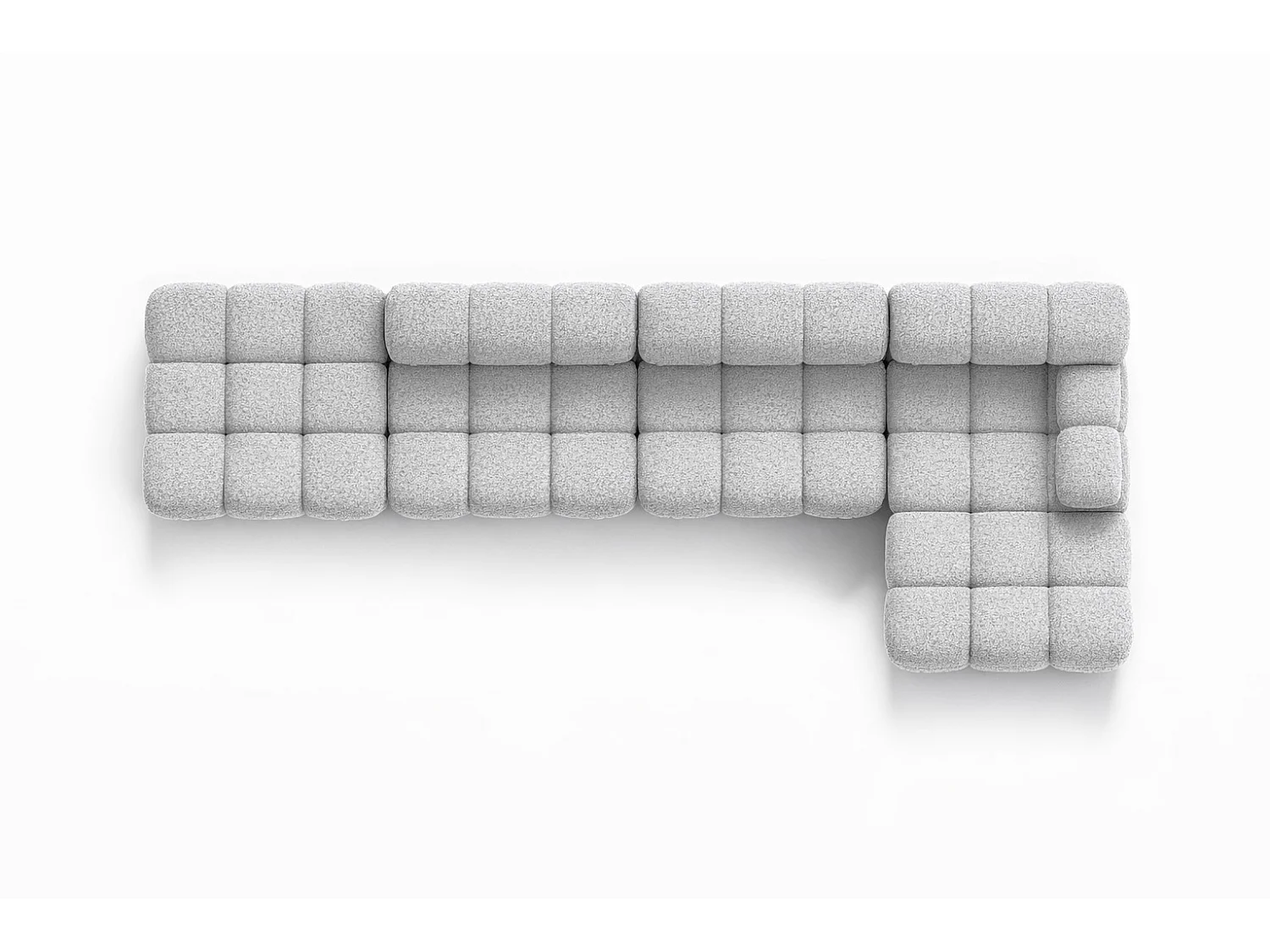 Narożnik modułowy w kształcie L, tkanina bukla Abriamo, Jasnoszary, Prawy, Selia L XL