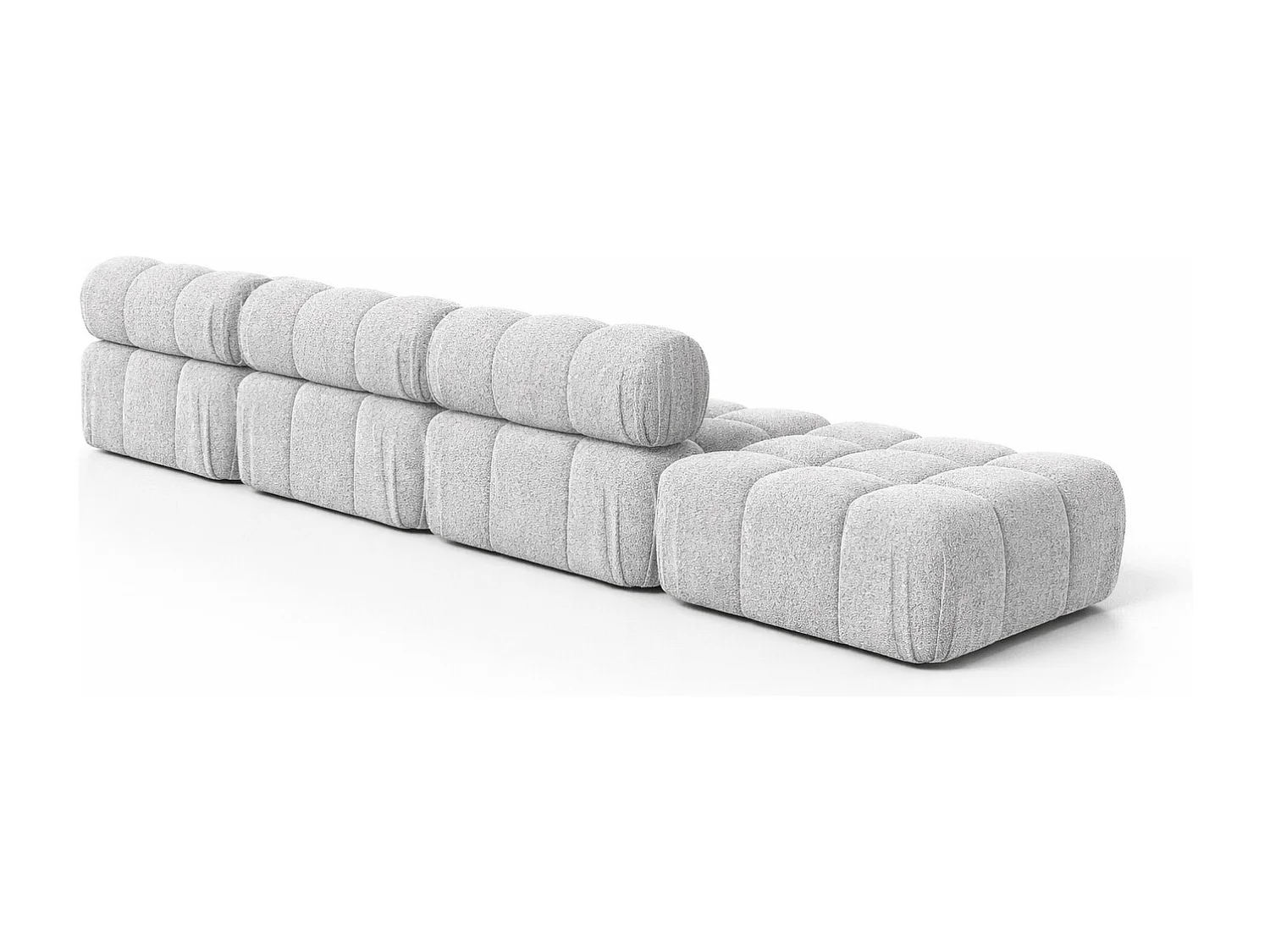 Narożnik modułowy w kształcie L, tkanina bukla Abriamo, Jasnoszary, Prawy, Selia L XL