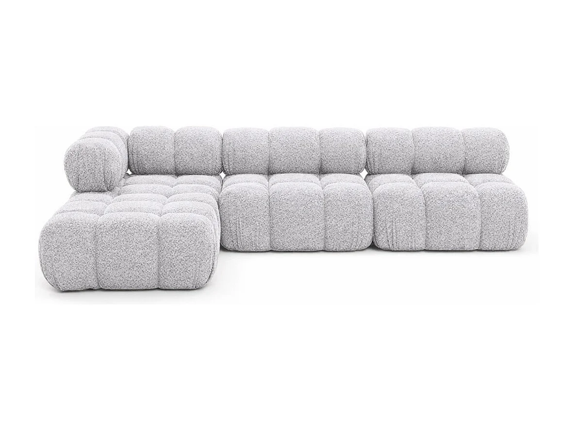 Ecksofa Modulare L-Form, Bouclé-Stoff Abriamo, Hellgrau, Links, Selia