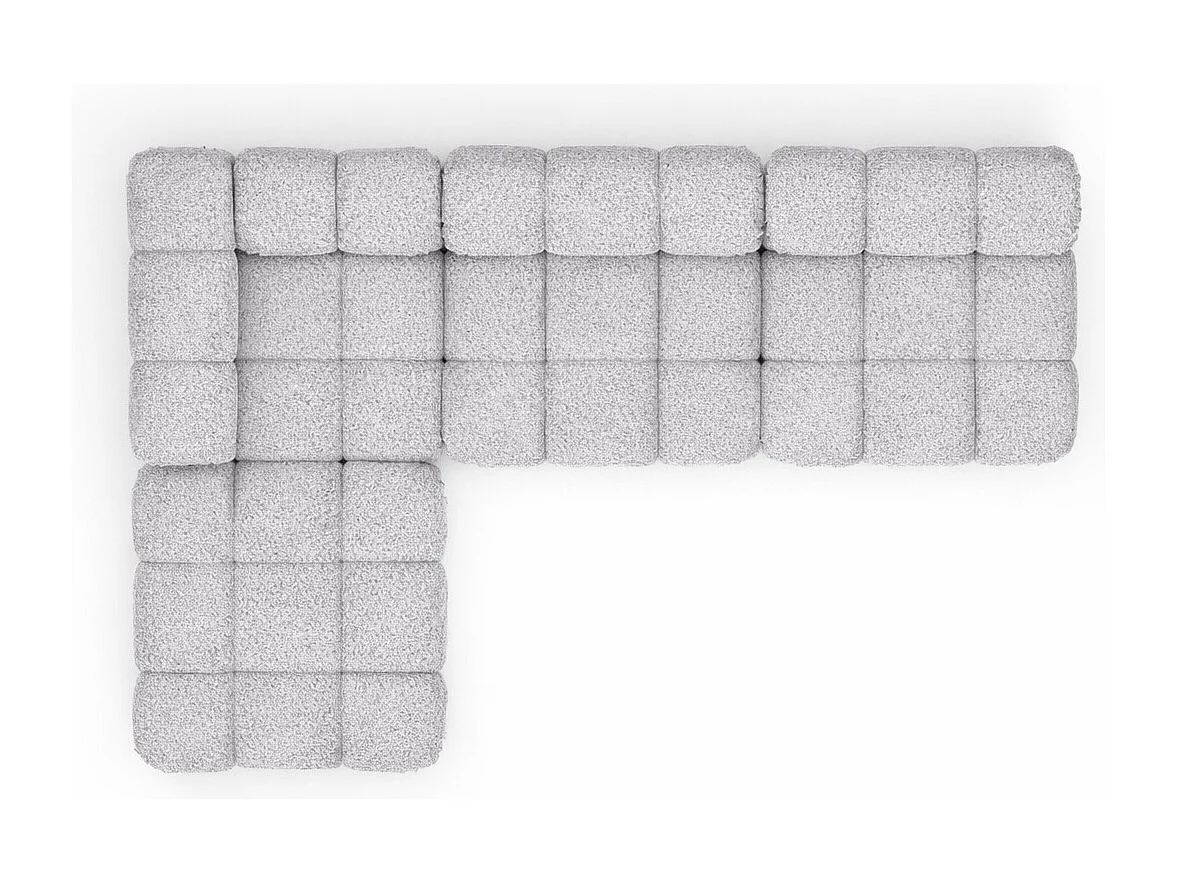 Ecksofa Modulare L-Form, Bouclé-Stoff Abriamo, Hellgrau, Links, Selia