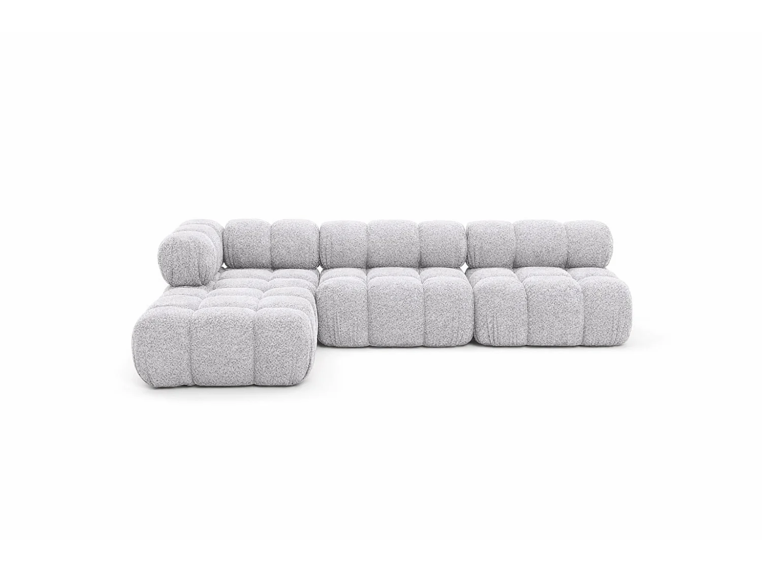 Canapé d’angle modulaire en L, tissu bouclé Abriamo, Gris clair, Gauche, Selia