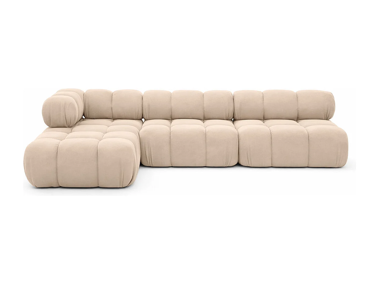 Ecksofa Modulare L-Form, Veloursstoff Salvador, Beige, Links, Selia