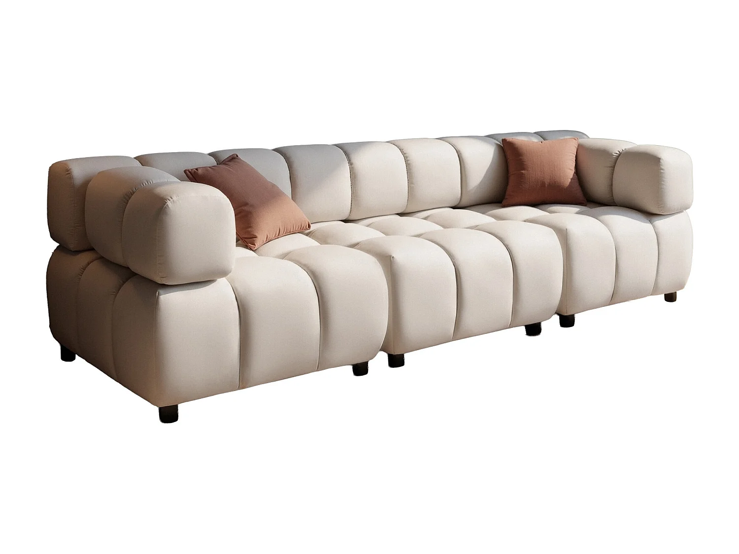 Canapé modulaire 4 places, Velours Bluvel, Crème, Bolla