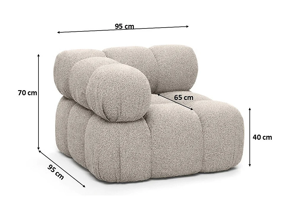 Hoekmodule modern voor modulair systeem, stof Abriamo, Beige, Selia