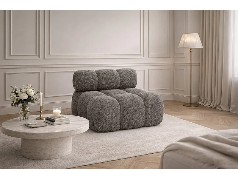 Modul mittig freistehend modern für ein modulares System, Stoff Abriamo, Braun, Selia