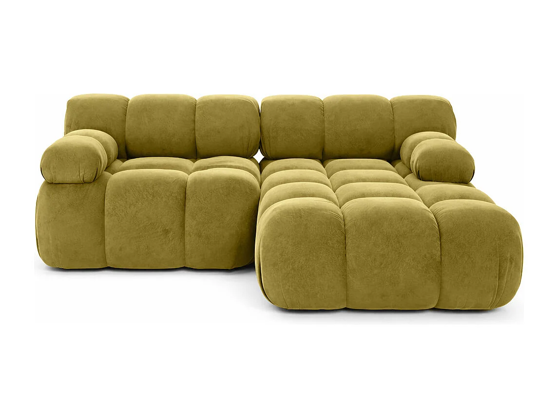 Divano angolare modulare a L Mini, velluto Salvador, Oliva, Destro, Selia