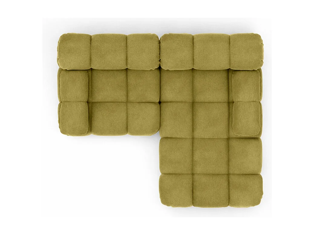 Divano angolare modulare a L Mini, velluto Salvador, Oliva, Destro, Selia