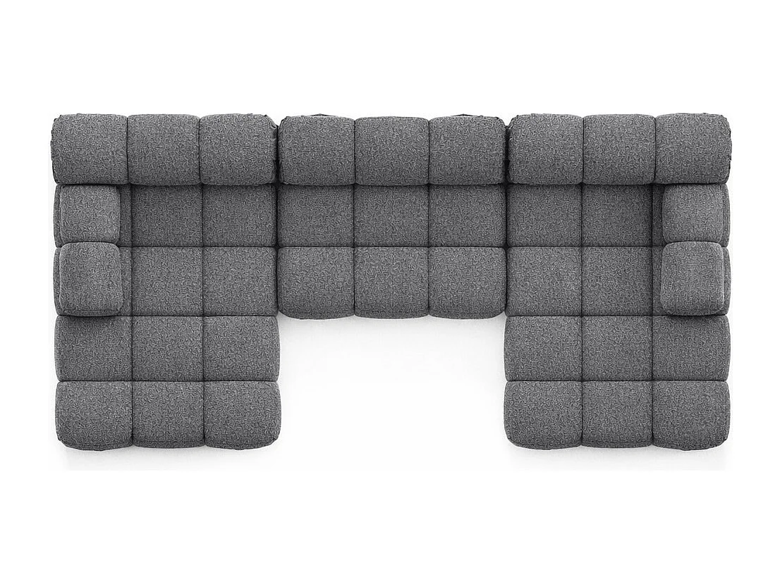Ecksofa U-Form, Stoff Bouclé Abriamo, Dunkelgrau, Selia U