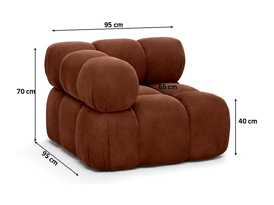 Modulo angolare moderno per sistema modulare, tessuto Salvador, Marrone scuro, Selia