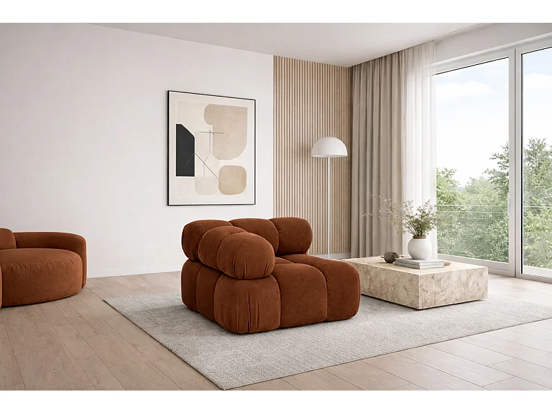 Eckmodul modern für modulares System, Stoff Salvador, Dunkelbraun, Selia