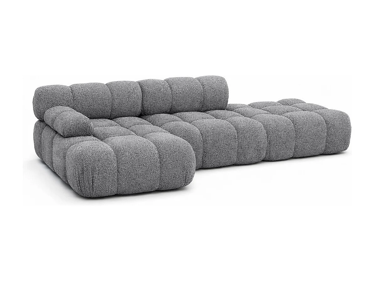 Ecksofa modular mit Hocker, Sofa L-Form, Bouclé-Stoff Abriamo, Dunkelgrau, Links, Selia