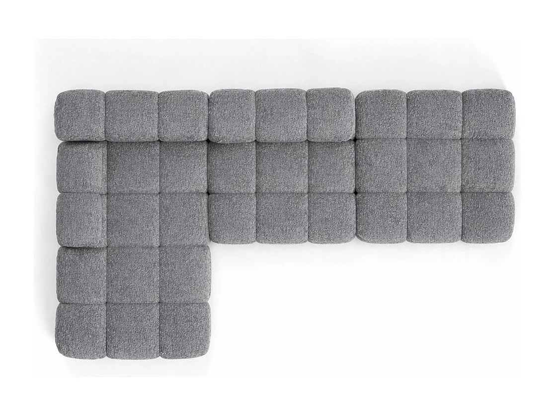 Ecksofa modular mit Hocker, Sofa L-Form, Bouclé-Stoff Abriamo, Dunkelgrau, Links, Selia