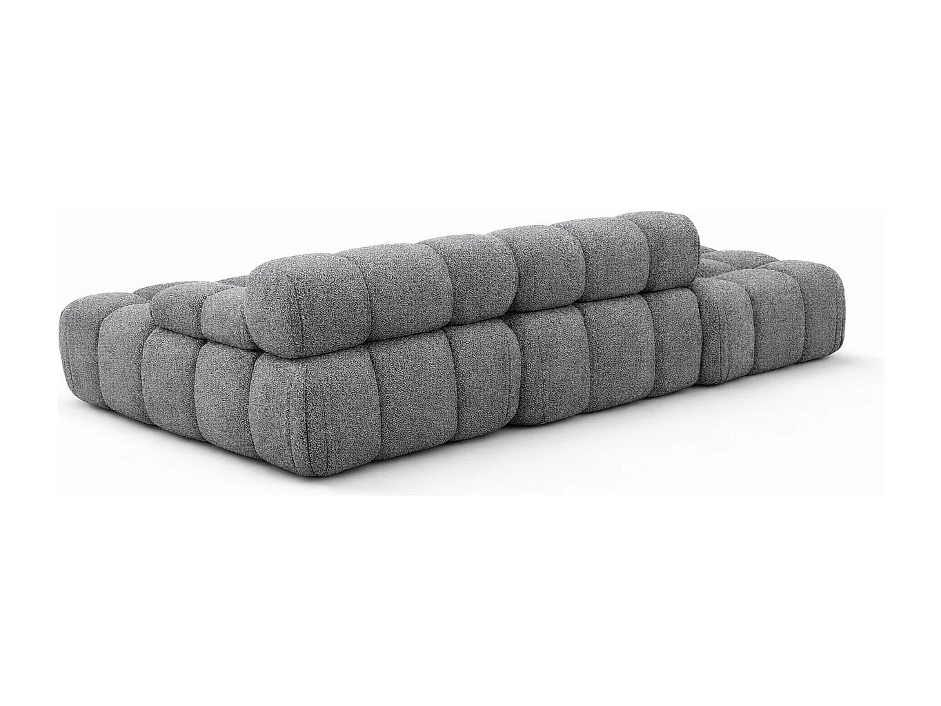Ecksofa modular mit Hocker, Sofa L-Form, Bouclé-Stoff Abriamo, Dunkelgrau, Links, Selia