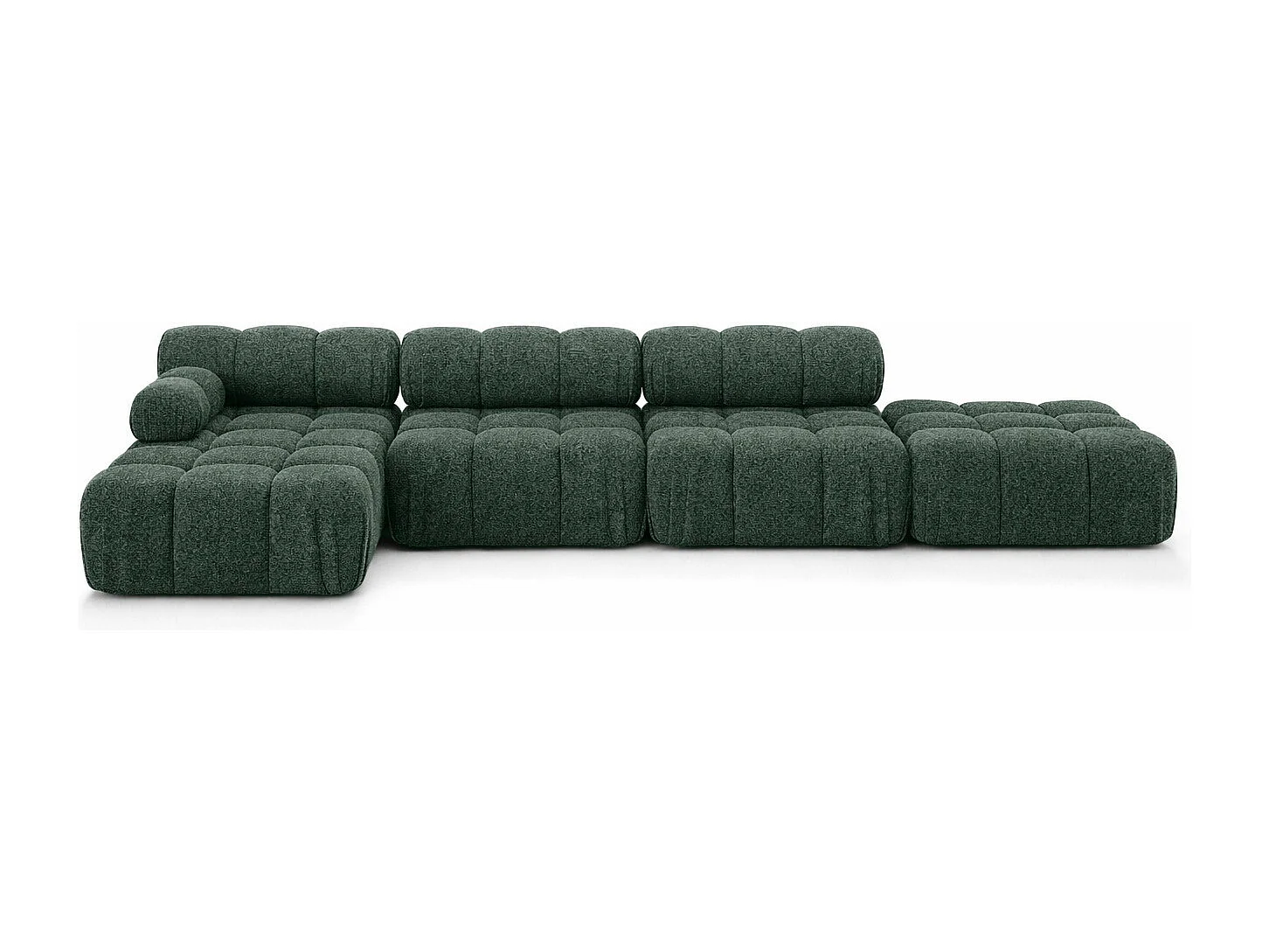 Narożnik modułowy w kształcie L, tkanina bukla Abriamo, Ciemnozielony, Lewy, Selia L XL