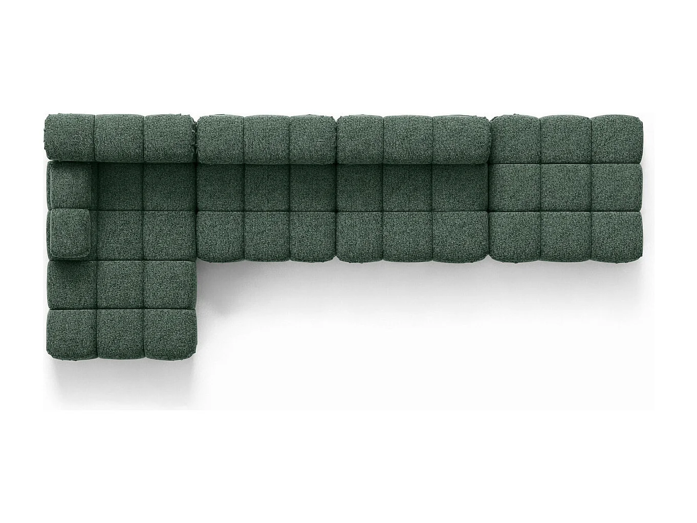 Narożnik modułowy w kształcie L, tkanina bukla Abriamo, Ciemnozielony, Lewy, Selia L XL