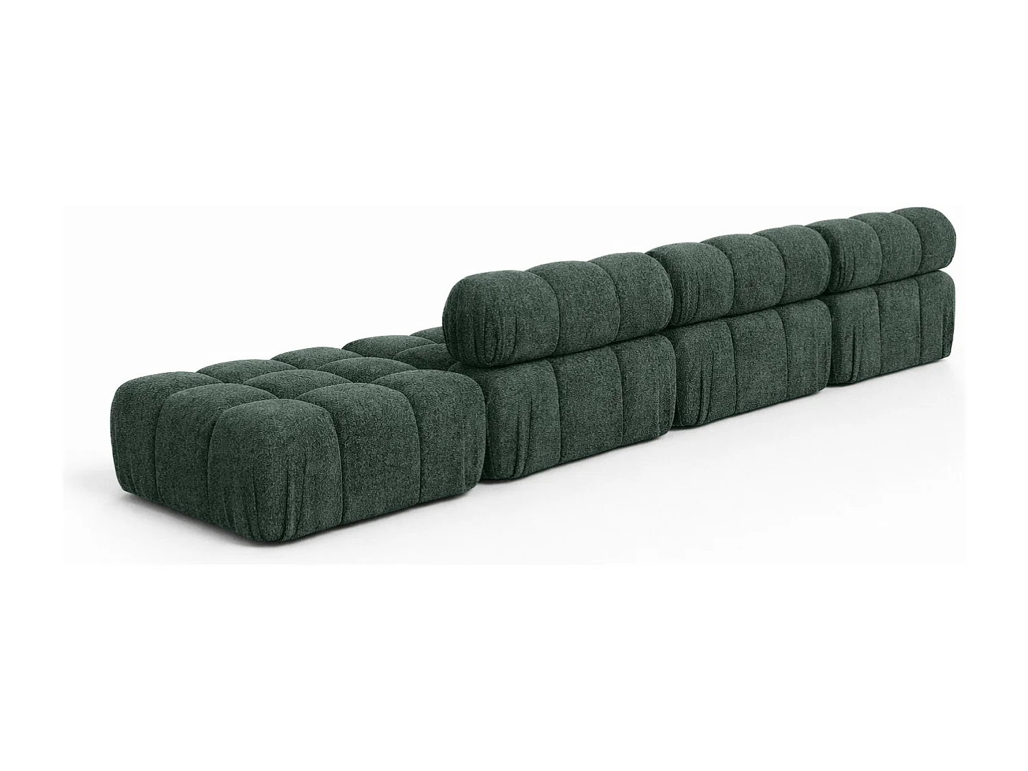 Narożnik modułowy w kształcie L, tkanina bukla Abriamo, Ciemnozielony, Lewy, Selia L XL