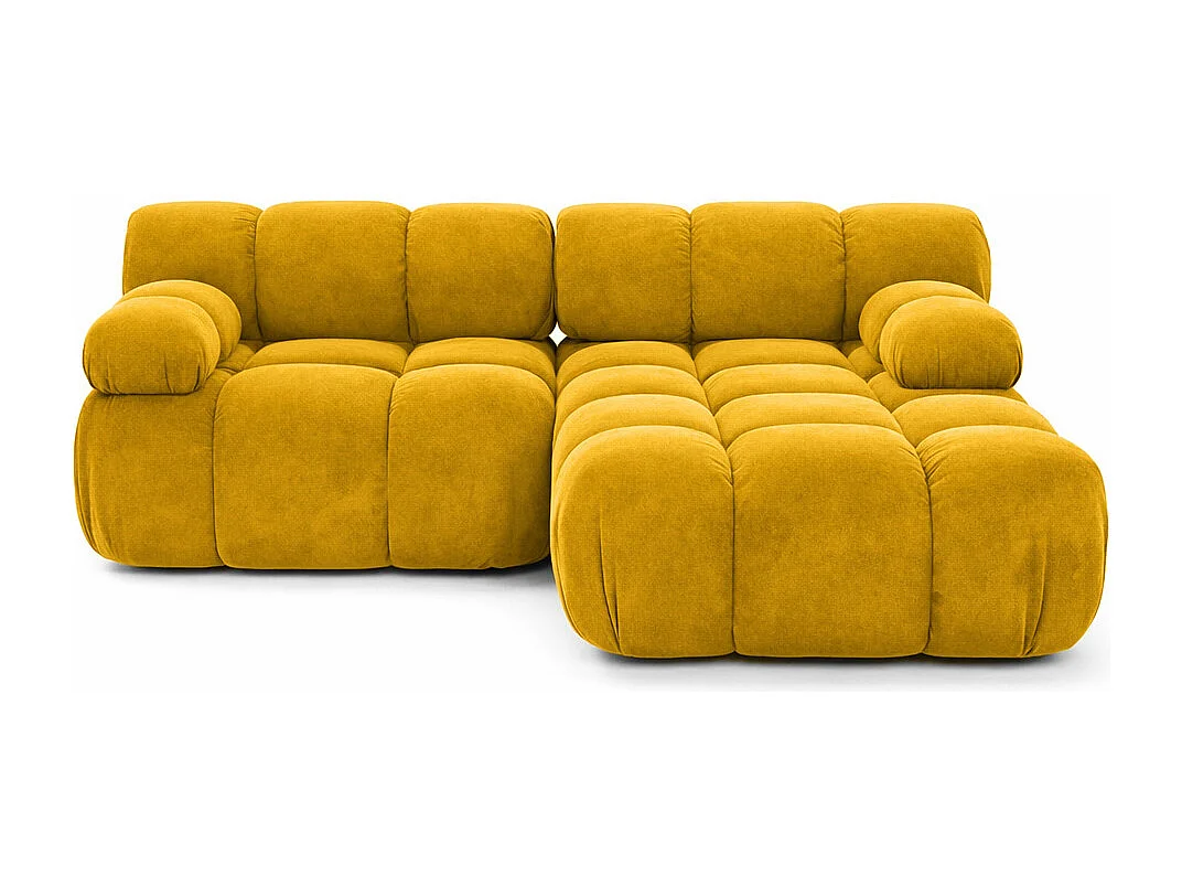 Canapé d’angle L mini modulaire, velours Salvador, Jaune, Droite, Selia