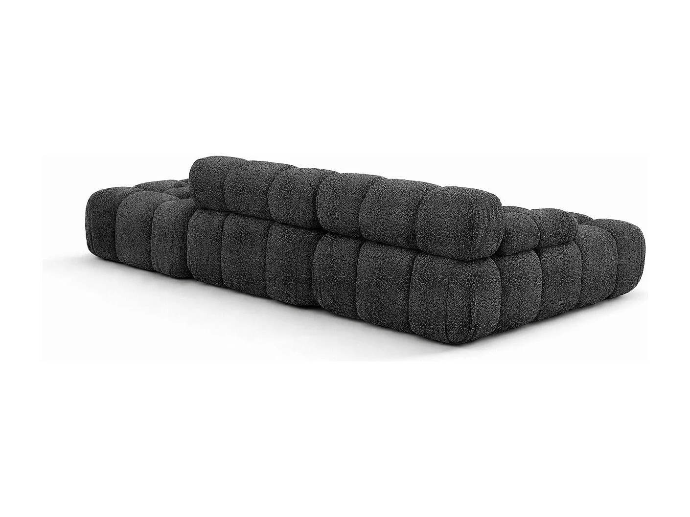Ecksofa modular mit Hocker, Sofa L-Form, Bouclé-Stoff Abriamo, Graphit, Rechts, Selia