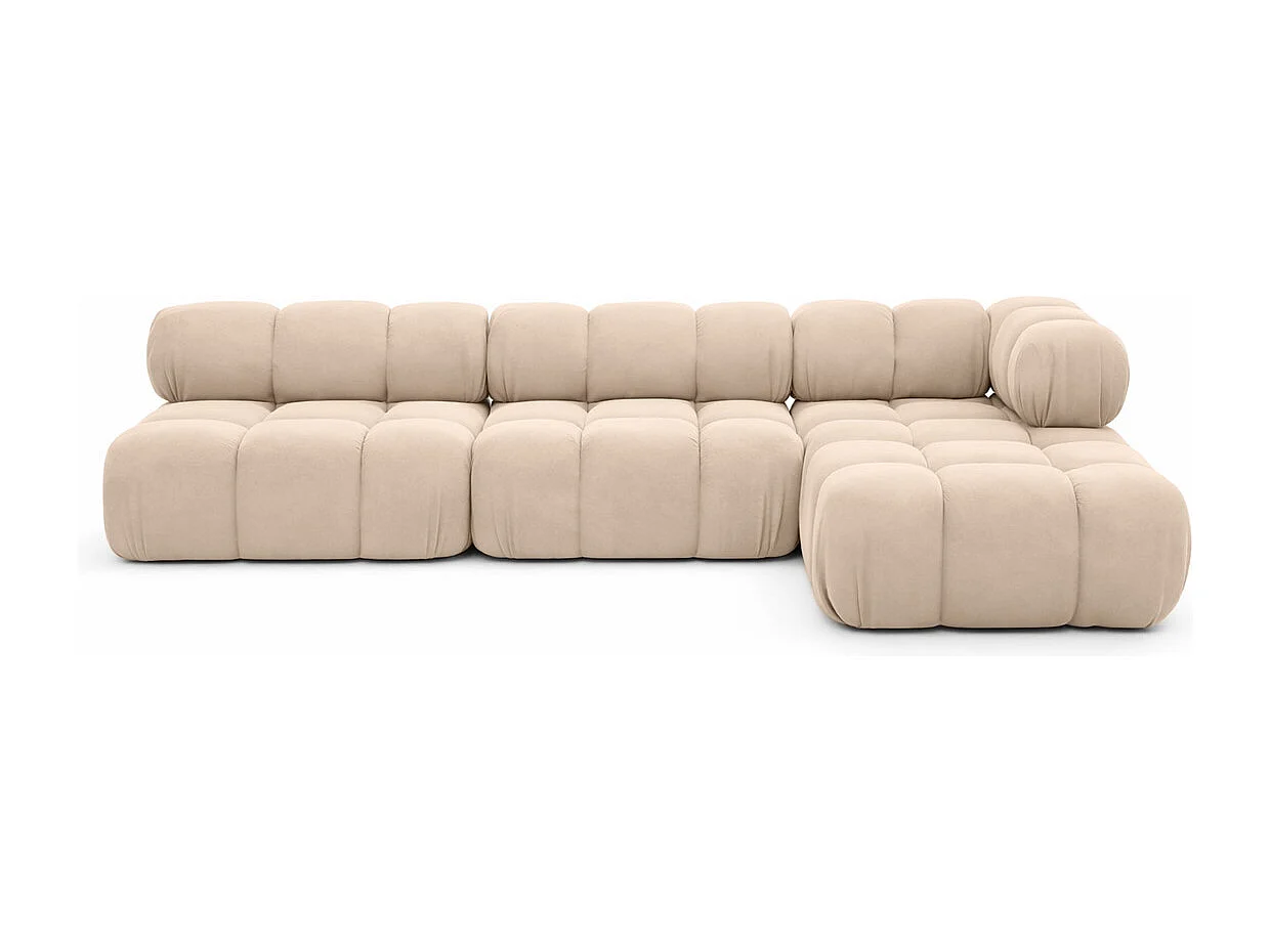 Ecksofa Modulare L-Form, Veloursstoff Salvador, Beige, Rechts, Selia